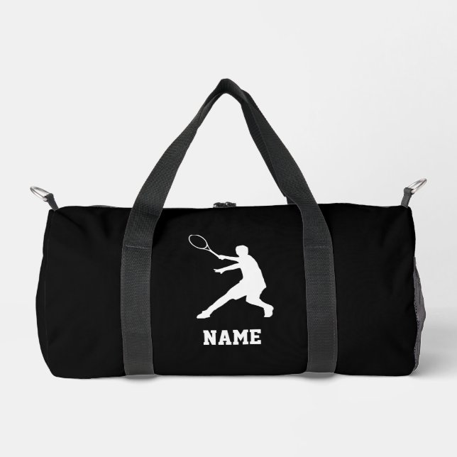 Pro tennis player custom black sports duffle bag (Front)