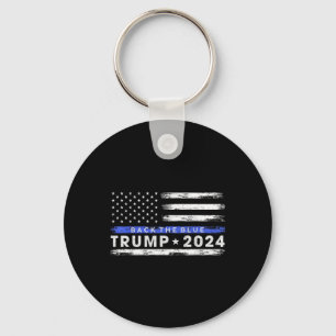 Pro Trump 2024 Back The Blue Thin Blue Line Keychain