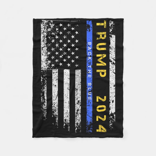 Pro Trump 47 2024 Back The Blue Thin Blue Line Ame Fleece Blanket (Front)