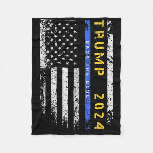 Pro Trump 47 2024 Back The Blue Thin Blue Line Ame Fleece Blanket