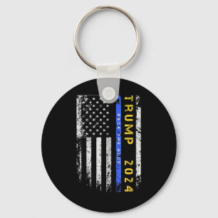 Pro Trump 47 2024 Back The Blue Thin Blue Line Ame Keychain
