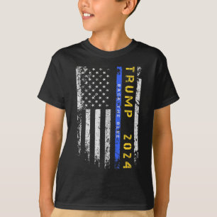 Pro Trump 47 2024 Back The Blue Thin Blue Line Ame T-Shirt