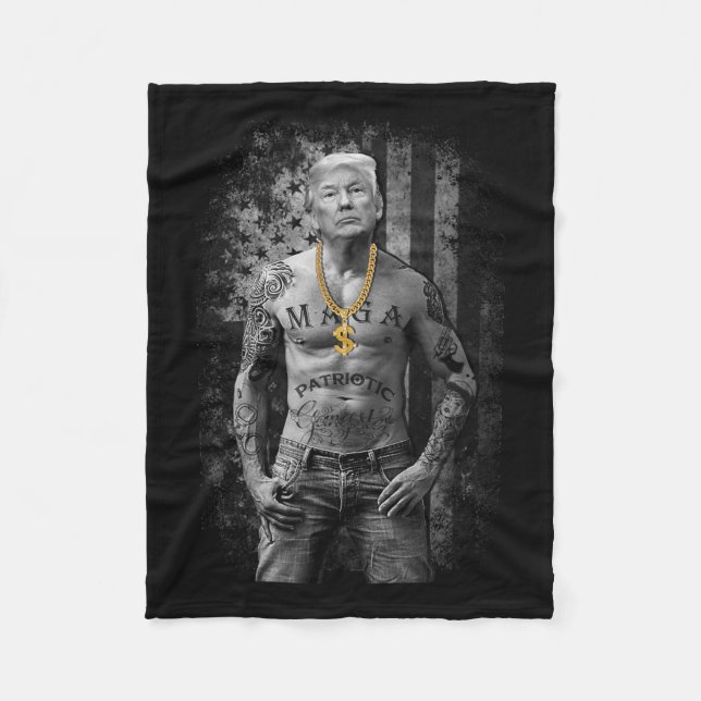 Pro Trump Patriotic Gangster - Anti-liberal Republ Fleece Blanket (Front)