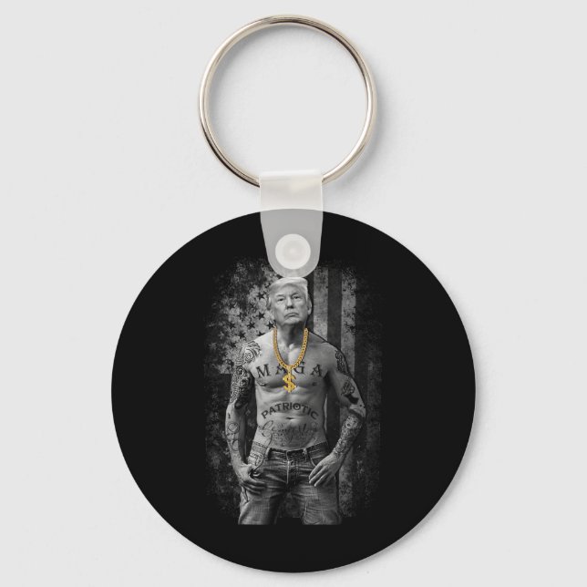 Pro Trump Patriotic Gangster - Anti-liberal Republ Keychain (Front)