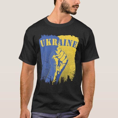 Pro Ukraine Flag Fist Support Ukrainian Resistance T_Shirt