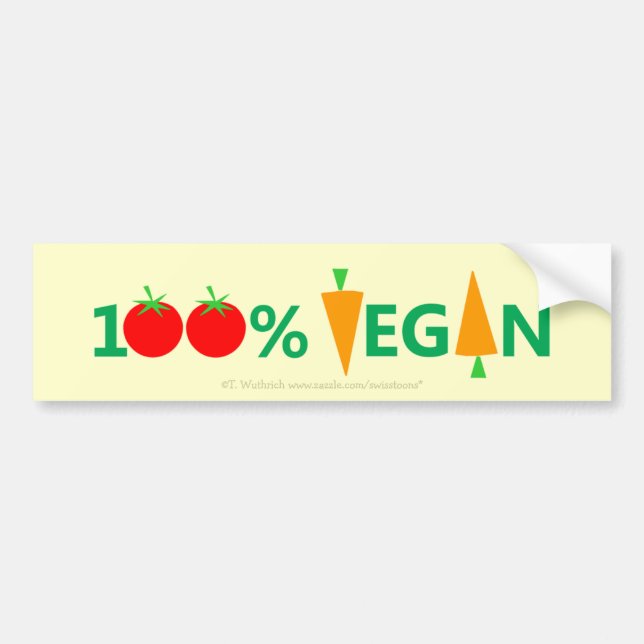 Pro Vegan Veggies Cartoon Art Carrots Tomatoes Bumper Sticker (Front)