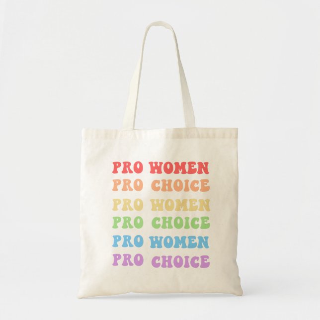 Pro Women Pro Choice Feminist Cute Retro Tote Bag (Front)