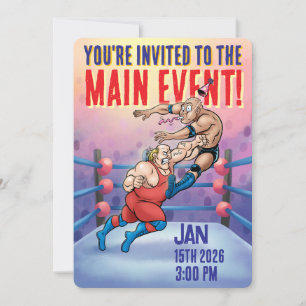 Pro Wrestling Birthday Main Event Invitation