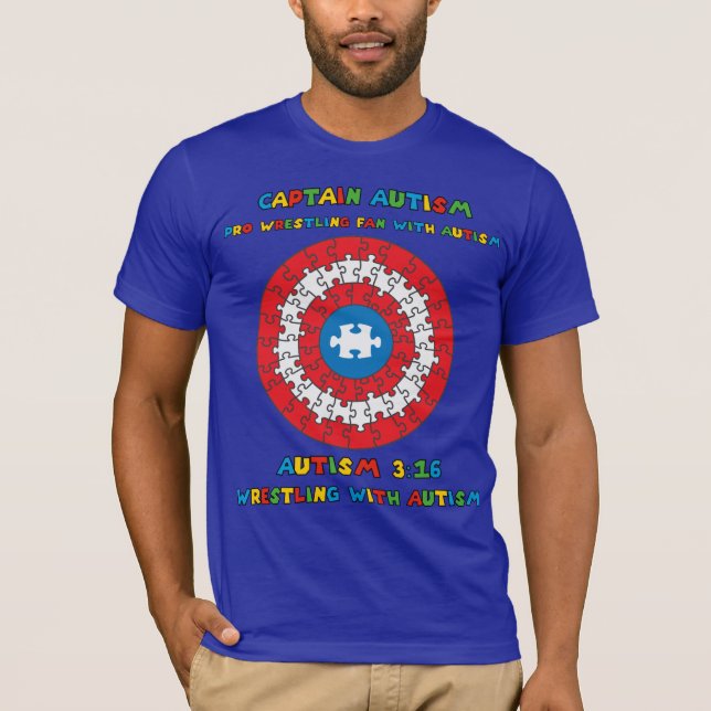 Pro Wrestling Fan with Autism T-Shirt  (Front)