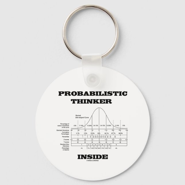 Probabilistic Thinker Inside (Bell Curve Humor) Keychain (Front)