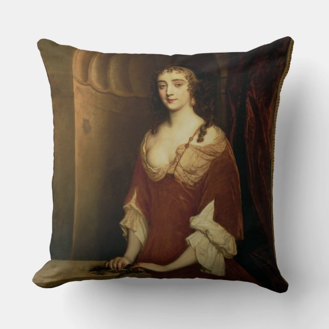 Probable portrait of Nell Gwynne (1650-87), mistre Throw Pillow (Front)