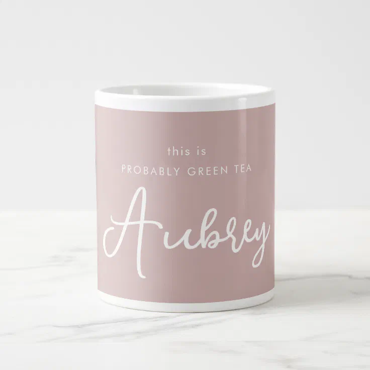 Probably Green Tea Two Photo and Name Pink Giant Coffee Mug