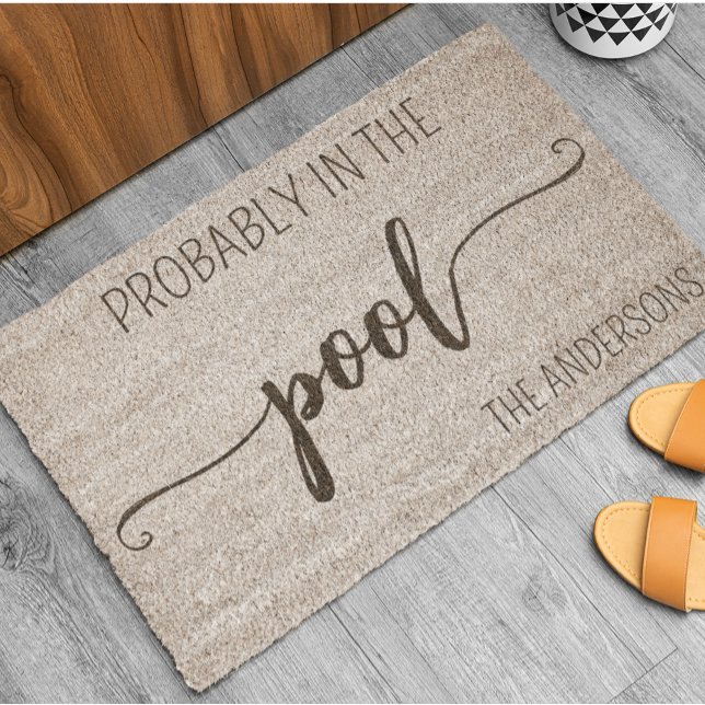 Probably in the Pool Monogram  Fiber Doormat (Creator Uploaded)