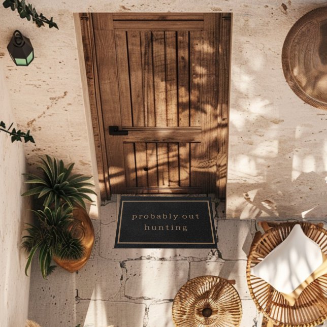 Probably Out Hunting Funny Custom Black Trendy Doormat (Creator Uploaded)