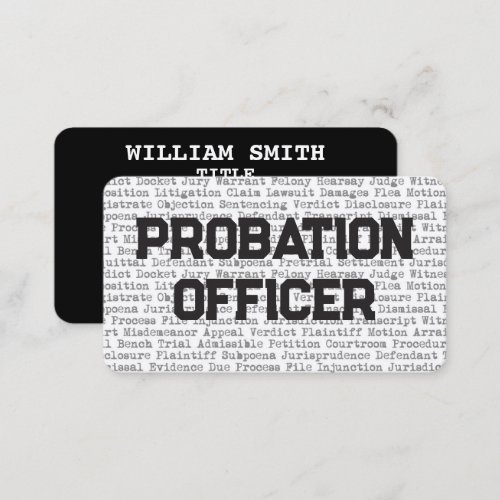 Probation Officer Legal Words Business Card