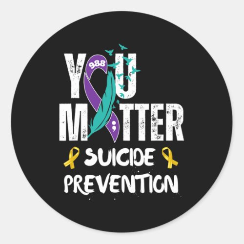 Problem 988 Suicide Prevention Awareness Ribbon  Classic Round Sticker