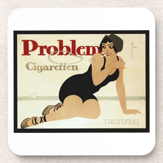 Problem Cigarette Ad Beverage Coaster (Front)