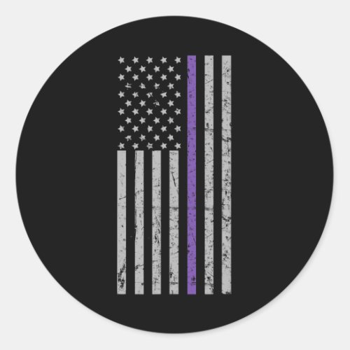 Problem Heimer Usa Flag Purple Strip  Classic Round Sticker