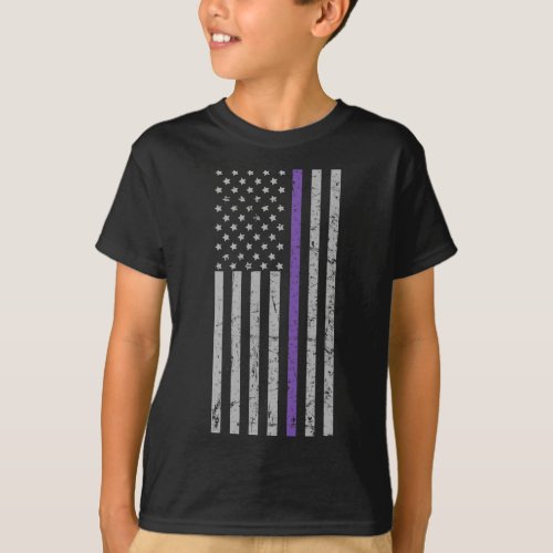 Problem Heimer Usa Flag Purple Strip  T_Shirt