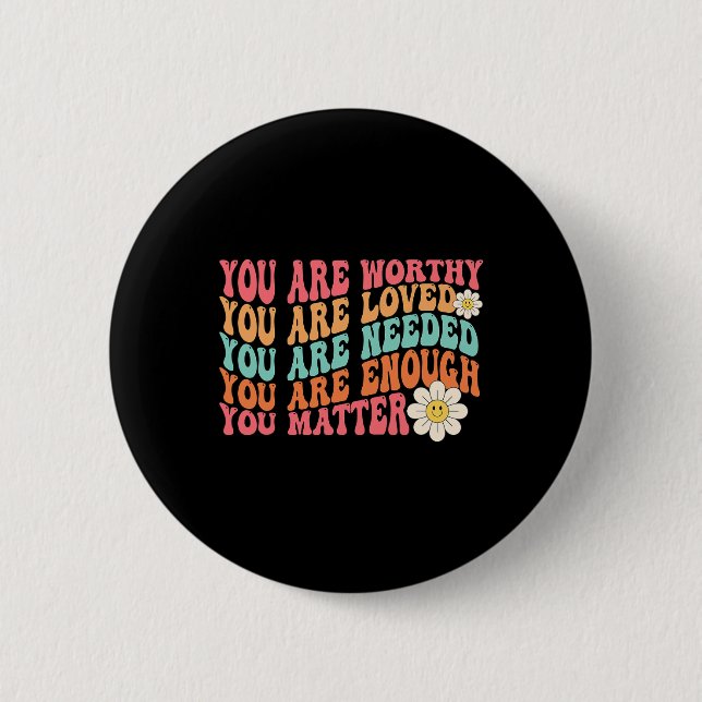 Problem Kindness Be Kind Groovy Mental Health Awar Button (Front)