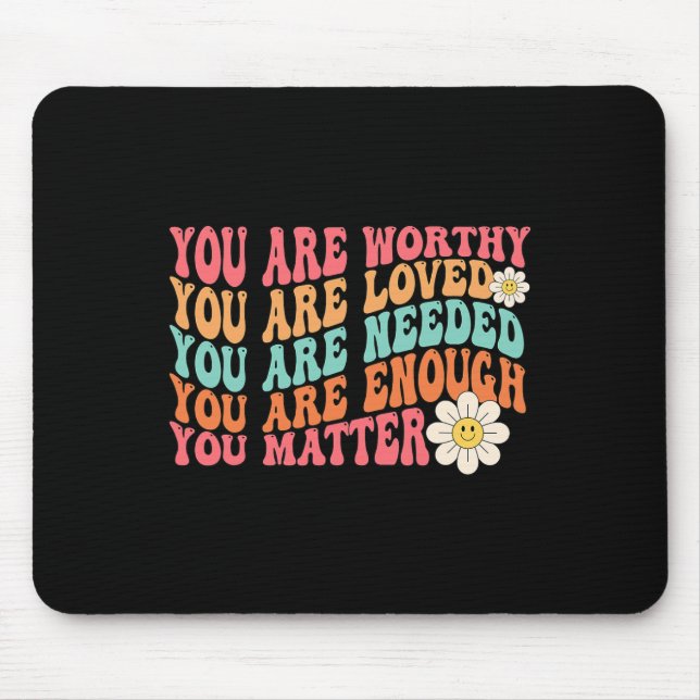 Problem Kindness Be Kind Groovy Mental Health Awar Mouse Pad (Front)