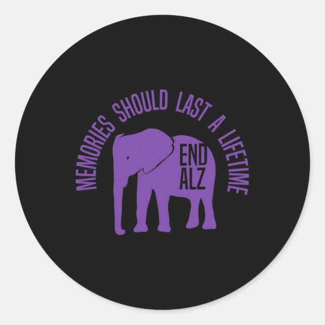 Problem Purple Elephant And Text Heimer1  Classic Round Sticker (Front)