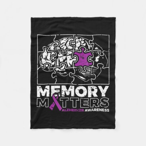 Problem Purple Ribbon Brain Puzzle Heimer Awarenes Fleece Blanket