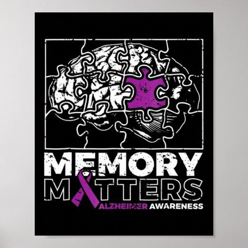 Problem Purple Ribbon Brain Puzzle Heimer Awarenes Poster