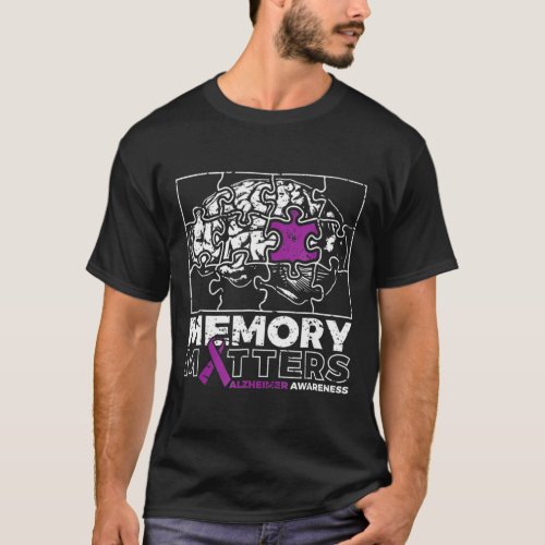 Problem Purple Ribbon Brain Puzzle Heimer Awarenes T_Shirt