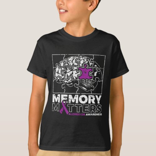 Problem Purple Ribbon Brain Puzzle Heimer Awarenes T_Shirt