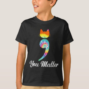 Problem Semicolon Tie Dye Cat Suicide Prevention  T-Shirt