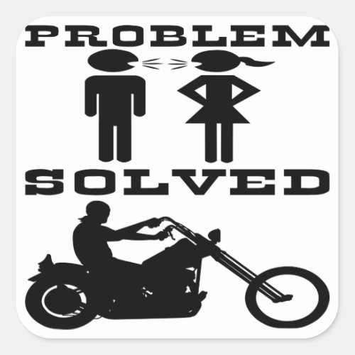 Problem Solved Biker 003 Square Sticker