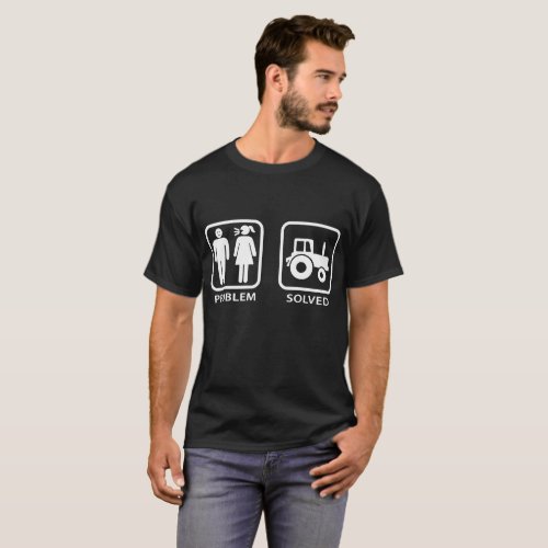 Problem Solved _ Tractor Mens Funny Farming husban T_Shirt