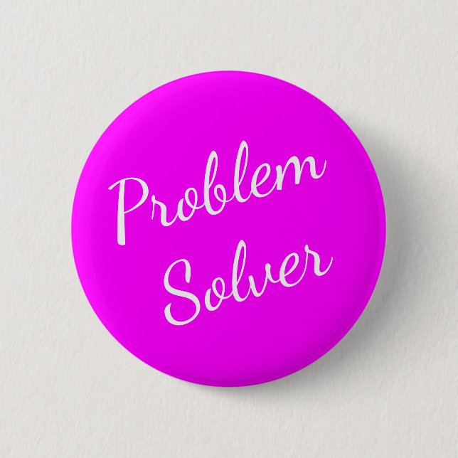 Problem Solver Button Magenta White (Front)