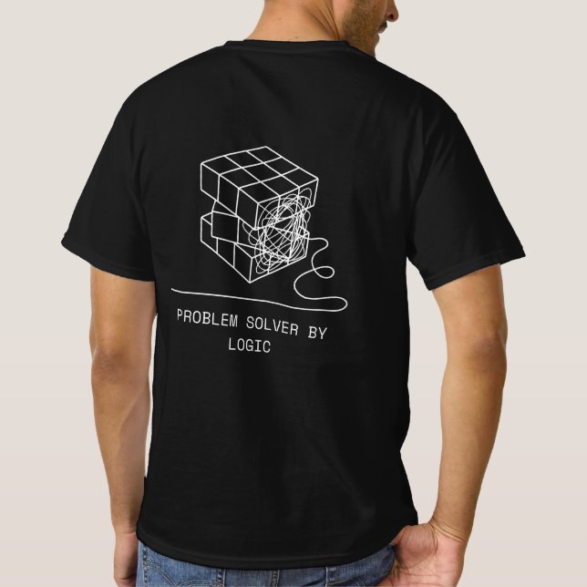 Problem Solver By Logic | Minimalist Rubik's Cube T-Shirt (Back)