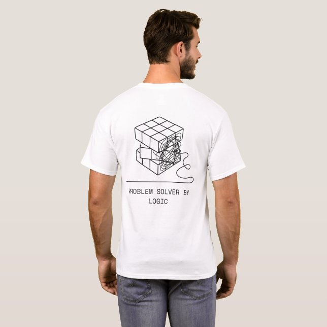 Problem Solver By Logic | Minimalist Rubik's Cube T-Shirt (Back Full)