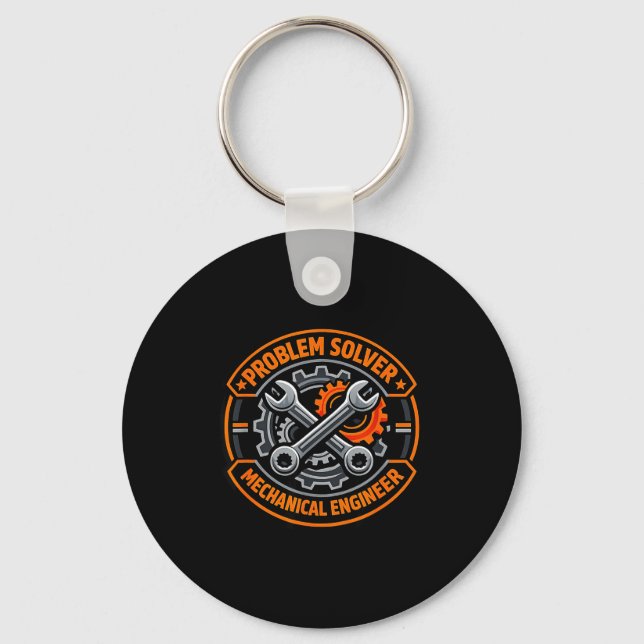 Problem solver mechanical engineer badge pro keychain (Front)