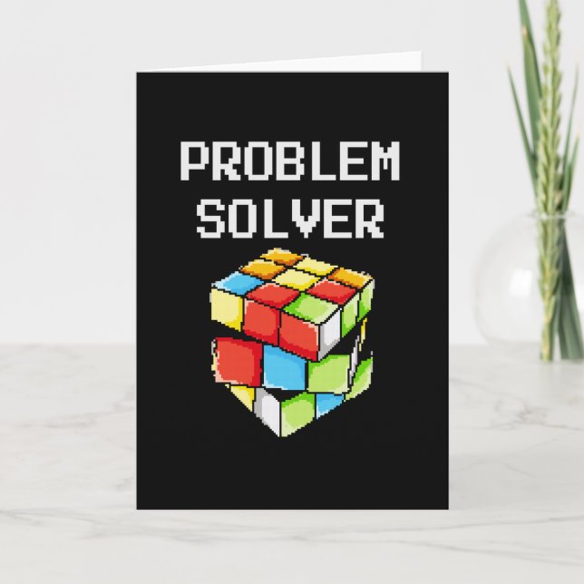 Problem Solver Puzzle Cube Math Nerd Card (Front)