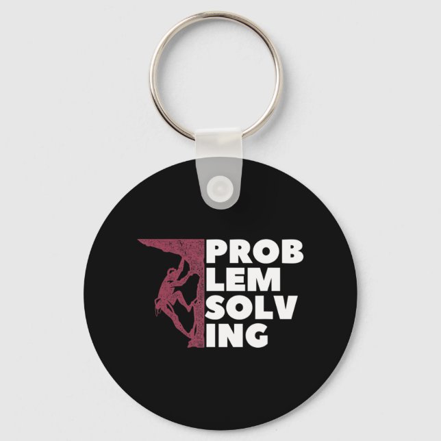 Problem Solving Climber Gift  Rock Climbing Boulde Keychain (Front)