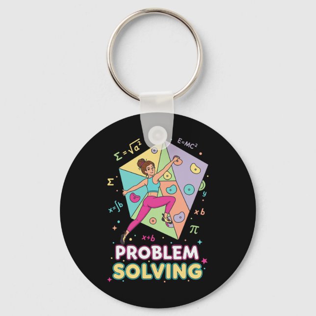 Problem Solving Climbing Math Fun Rock Bouldering  Keychain (Front)