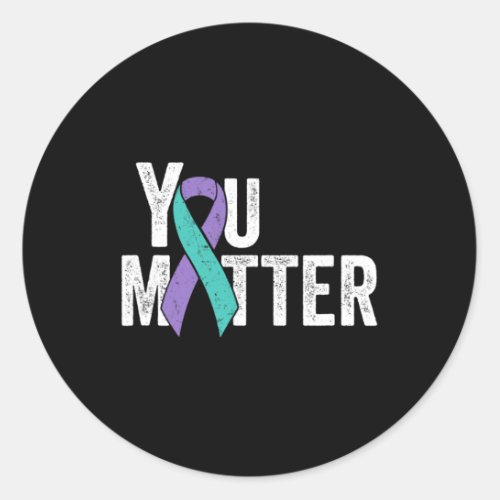 Problem _ Suicide Prevention Teal Purple Awareness Classic Round Sticker