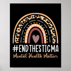 Problems End The Stigma Awareness Boho Rainbow Poster