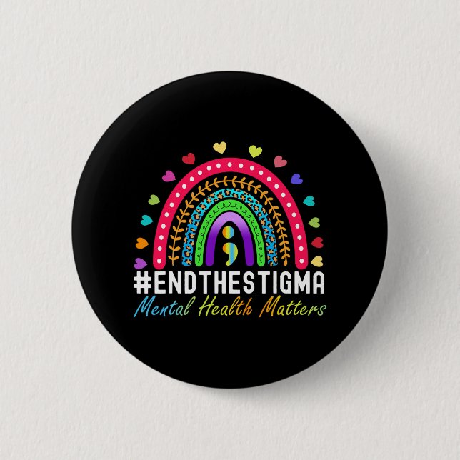 Problems End The Stigma Rainbow Leopard Boho  Button (Front)