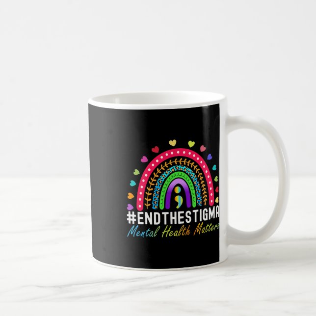 Problems End The Stigma Rainbow Leopard Boho  Coffee Mug (Right)