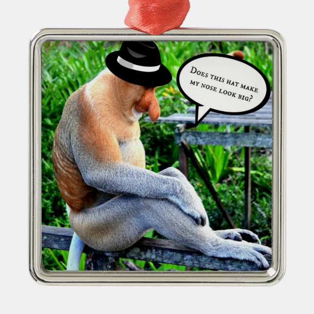 Proboscis Monkey...Does this hat make my nose... Metal Ornament (Front)