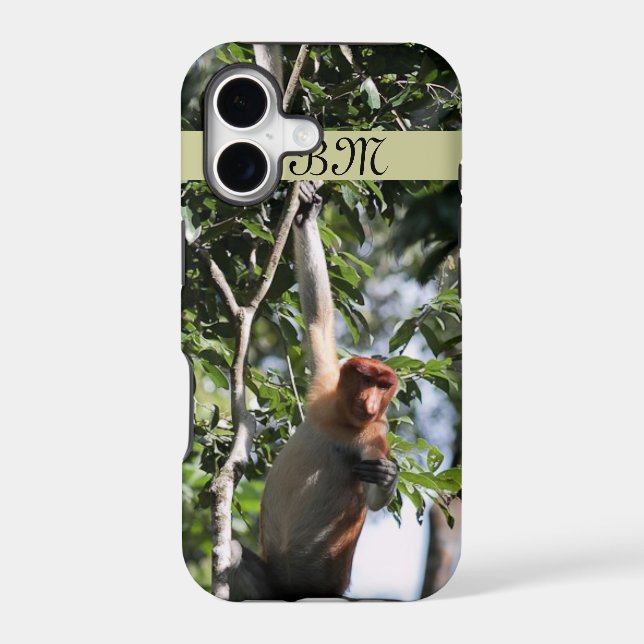 Proboscis Monkey in Borneo Rainforest Iphone Case (Back)