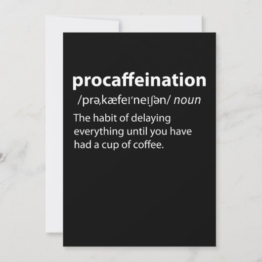 Procaffeination Funny Dictionary Definition (Front)