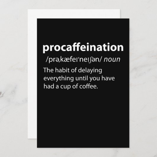 Procaffeination Funny Dictionary Definition (Front/Back)