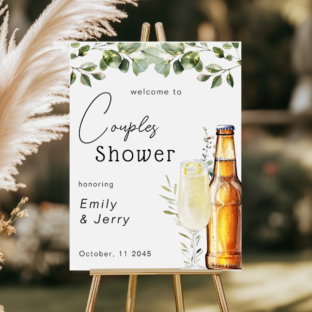 Procecco And Beer Couple Shower Welcome Sing Foam Board (Creator Uploaded)