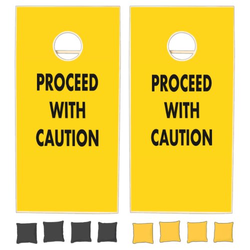 Proceed With Caution Road Sign  Cornhole Set